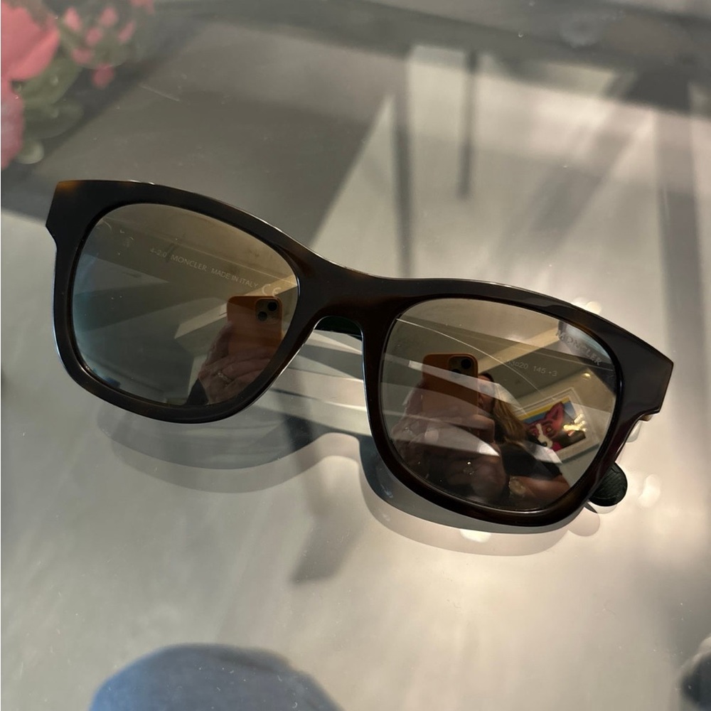 Moncler Brown And Green Mirrored Square Unisex Sunglasses